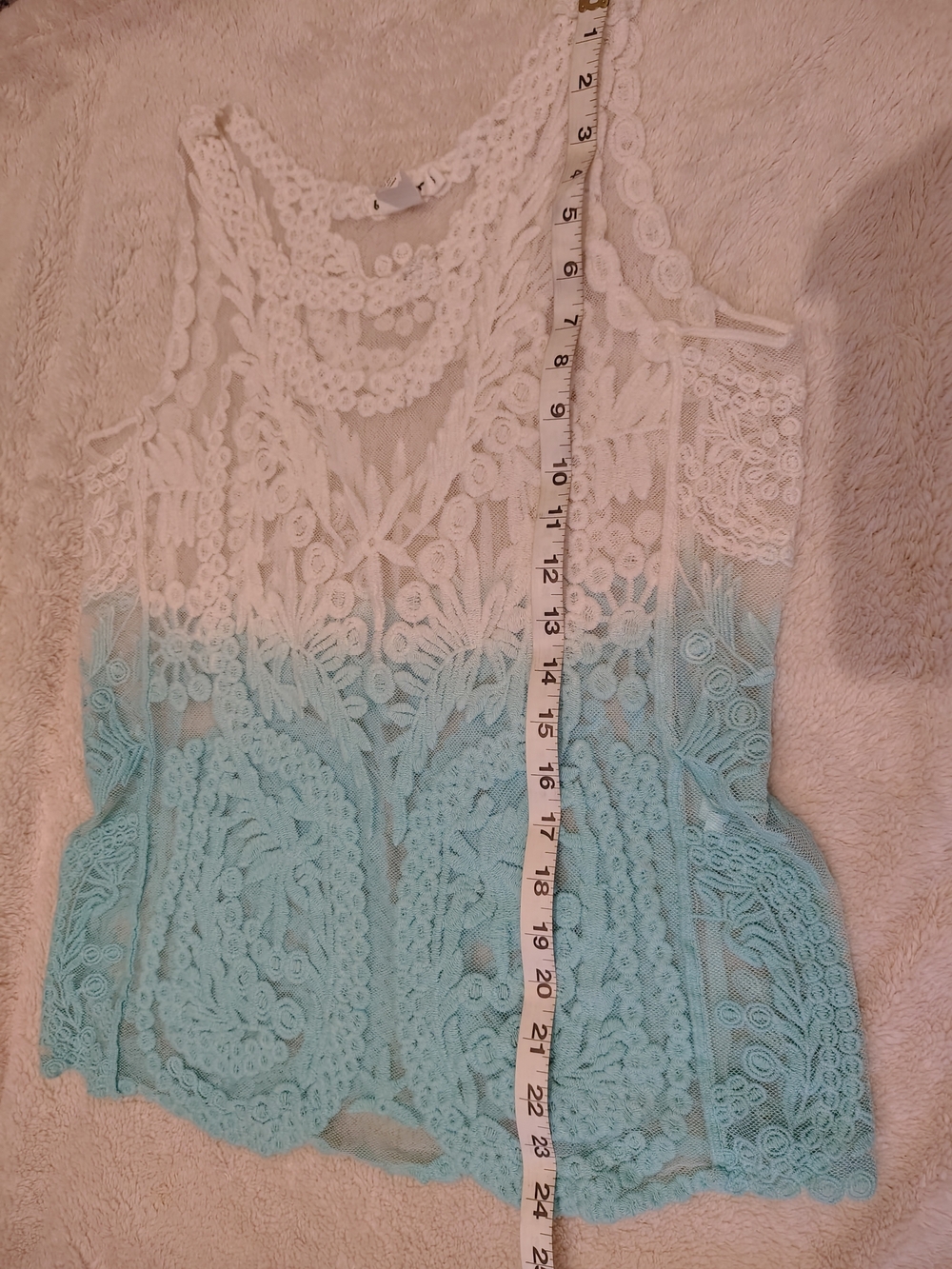 Crochet Lace Tank Top - White to Soft Blue Ombre - Picture 5 of 5